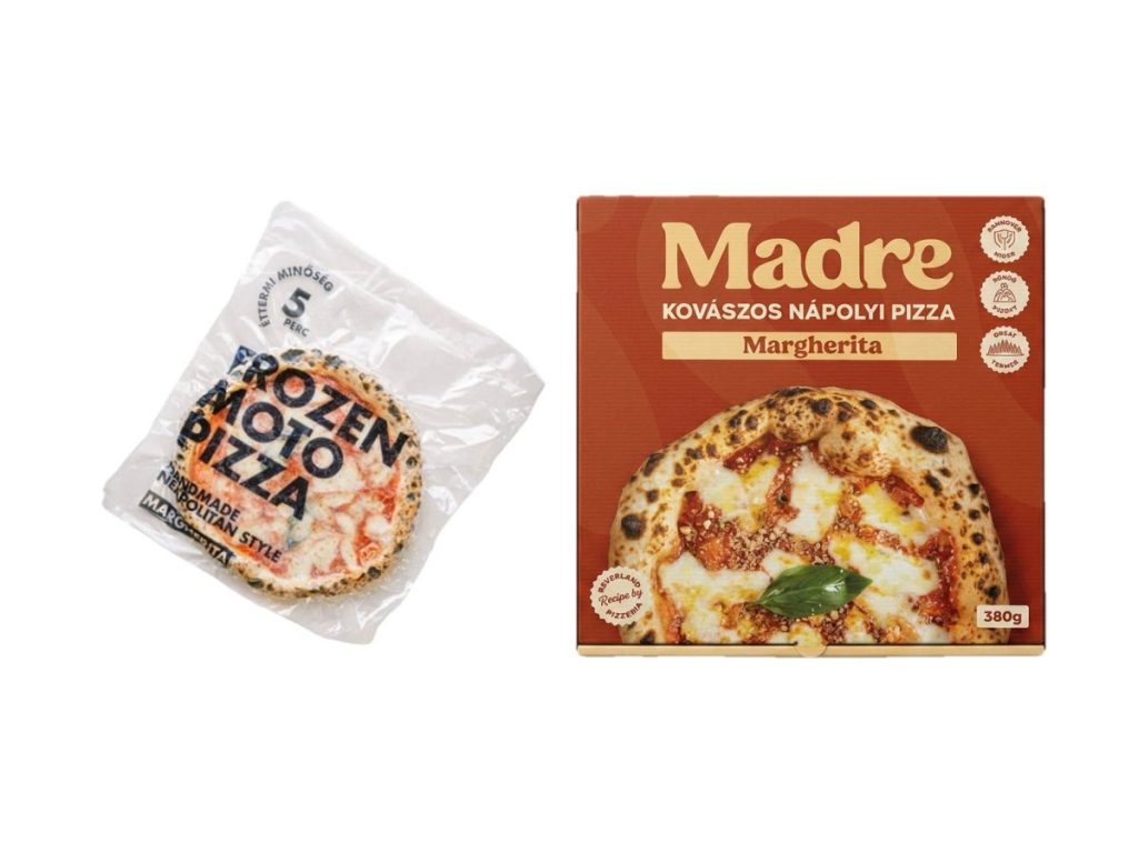 Frozen MOTO és Madre fagyasztott nápolyi pizzák csomagolásban