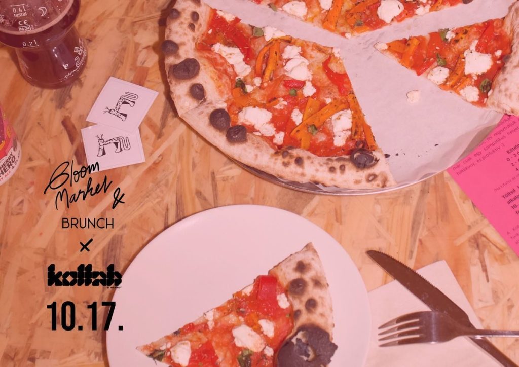 Bloom Market & Pizza × Kollab eseményplakát pizzaszeletekkel